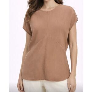 Everlane The Drape In Butterlite Blouse Womens 14 Carob Brown Tencel Relaxed Top